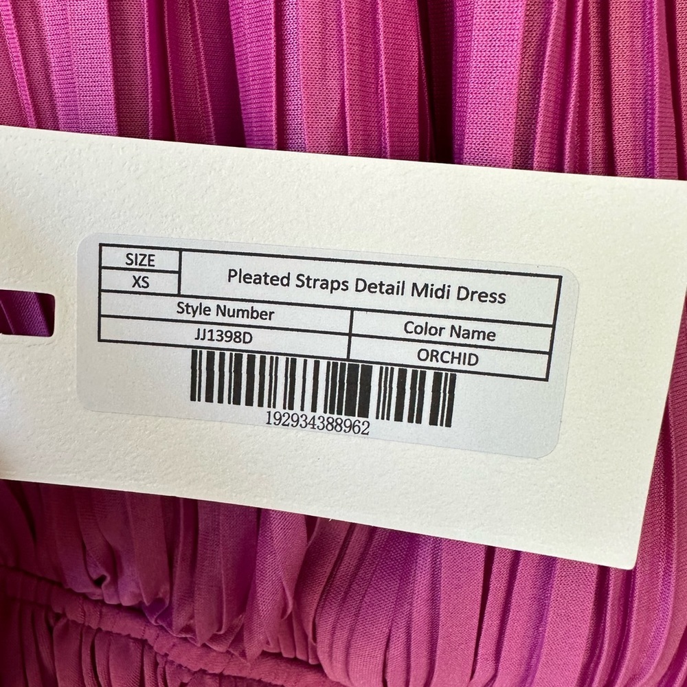 NWT Endless Rose Pleated Straps Detail Midi/Maxi Dress in Orchid, size XS - Picture 5 of 6